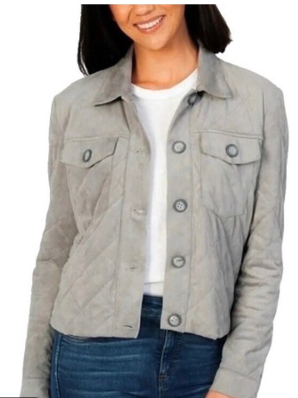 Kut From The Kloth Gray Faux Suede Button Up Jacket Sz large